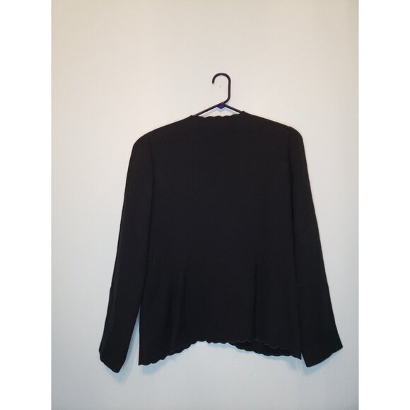 Vtg Sandra Roth Ciao Sport Womens 10 Blazer Jacket Scalloped Black Wool Lined - Picture 2 of 5